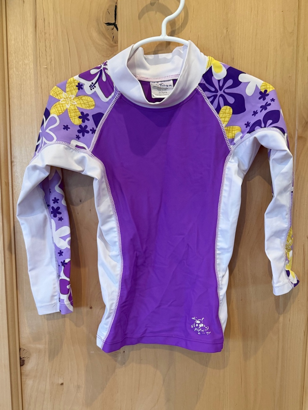 Tuga Purple Floral Girls' Rash Guard Swim Top